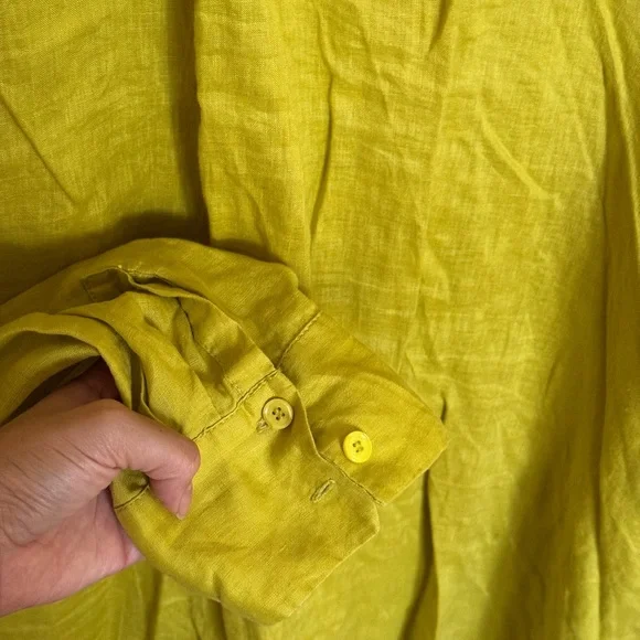 ZARA Chartreuse/ Lime green Linen Shirt Dress XXL - Picture 9 of 9